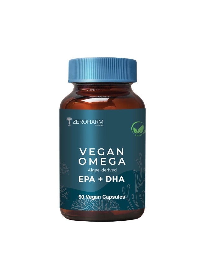 ZEROHARM Vegan Omega EPA+DHA - Algal Derived for Men & Women - 60 Capsules - Image 1